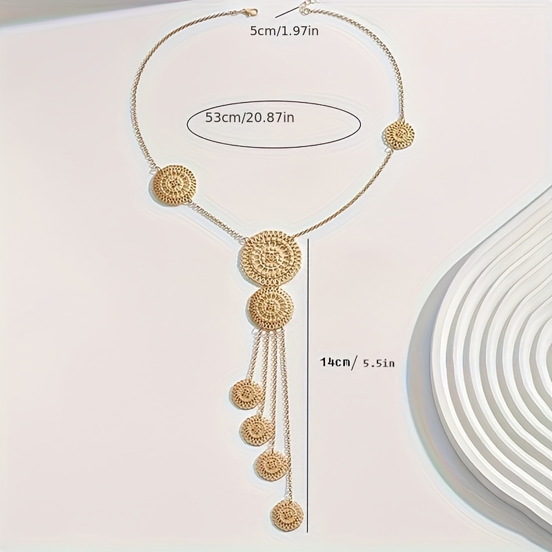 Geometric Circle Necklace Layered Chain Retro Modern Minimal